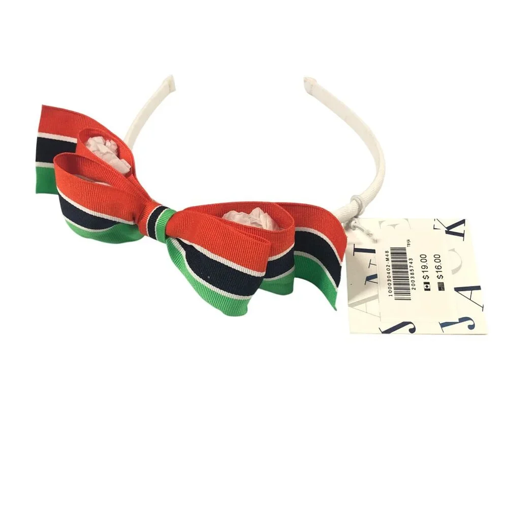 Janie and Jack Girls Headband Bow Orange Green